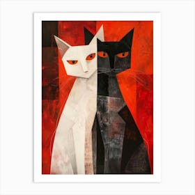 Black And White Cats 9 Art Print