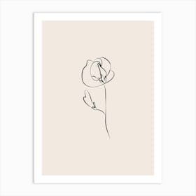 Line Art Flower 2 - Cream Art Print