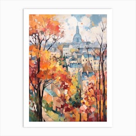 Autumn City Park Painting Parc Des Buttes Chaumont Paris France 1 Art Print