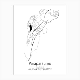 Paraparaumu Beach,New Zealand Minimalist Map Art Print