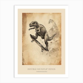 Therizinosaurus Vintage Dinosaur Poster Art Print