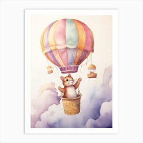 Baby Squirrel 1 In A Hot Air Balloon Art Print