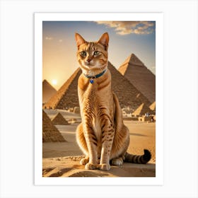 Catventures Across Continents: Selfies at Famous Landmarks Egyptian Cat Art Print