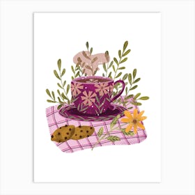 Tea And Cookies cottagecore cozy Illustration Art Print