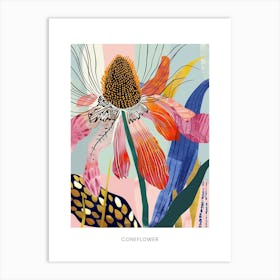 Colourful Flower Illustration Poster Coneflower 2 Art Print