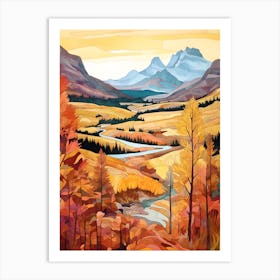 Autumn National Park Painting Glacier National Park Montana Usa 2 Art Print