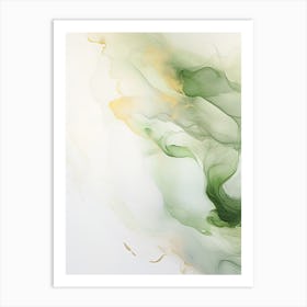 Green, White, Gold Flow Asbtract Painting 2 Art Print