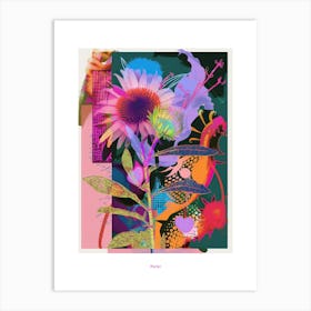 Aster 7 Neon Flower Collage Poster Art Print