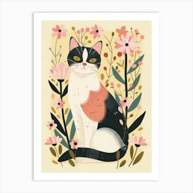 Cat In Flowers 6 Art Print