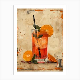 Cocktail With Oranges And Mint Art Print