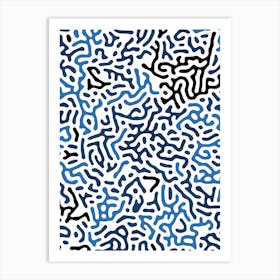 Organic Digital Shapes Blue Art Print