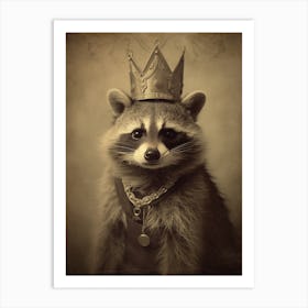 Vintage Portrait Of A Racoon Wearing A Crown Rennaissance 1 Art Print