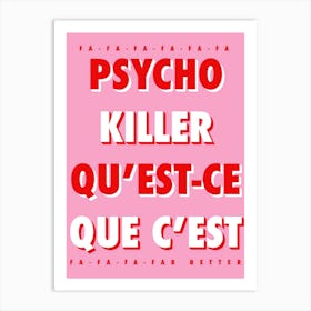 Psycho Killer Print | Talking Heads Print Art Print