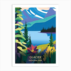 Glacier National Park Travel Poster Matisse Style 3 Art Print