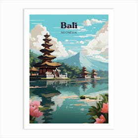 Bali Indonesia Temple Travel Illustration Art Print