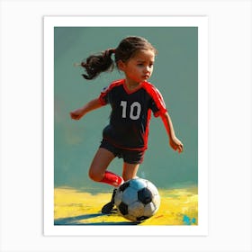 Nena Jugando Futbol Con Los Mismos Colores Rojinegro Donde Comenzpo Nessi Y Ya Tiene La Diez Art Print