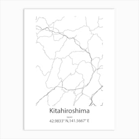 Kitahiroshima,Japan Minimalist Map Art Print