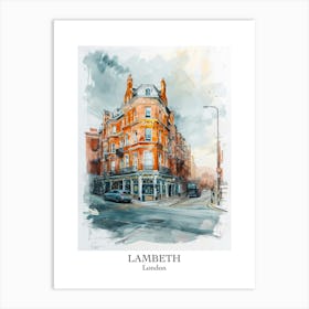 Lambeth London Borough   Street Watercolour 2 Poster Art Print