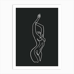 Line Drawing Of A Woman Dark 1 Art Print