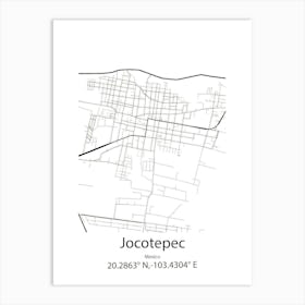 Jocotepec,Mexico Minimalist Map Art Print