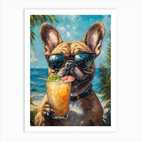 Whimsical Frenchies At The Bar 32 Art Print