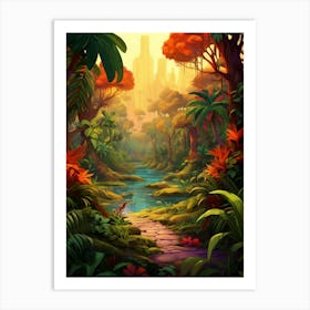 Savanah Rainforest Cartoon 1 Art Print