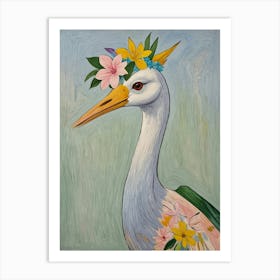 Bird With Flower Crown no1 Art Print