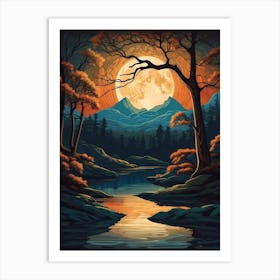 Full Moon In The Forest 6 Art Print