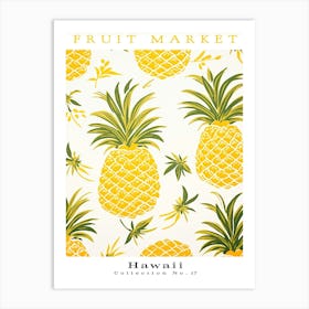 Pineapple Fruit Poster Gift Hawaii Market Art Print