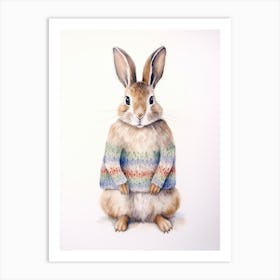 Baby Animal Watercolour Hare 1 Art Print