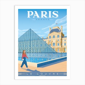 Paris France Le Louvre Museum Pyramids Art Print