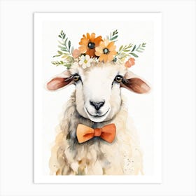 Baby Blacknose Sheep Flower Crown Bowties Animal Nursery Wall Art Print (16) Art Print