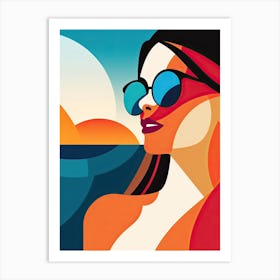 Malibu Beach California, Usa, Bold Outlines 2 Art Print