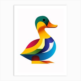 Colourful Geometric Bird Duck 3 Art Print