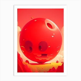 Red Giant Kawaii Kids Space Art Print