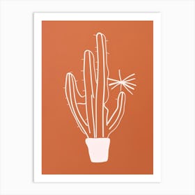 Cactus Line Drawing Chamaecereus Silvestrii 2 Art Print