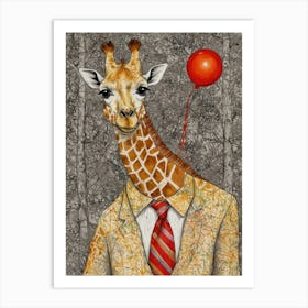 Giraffe In Suit 5 Art Print