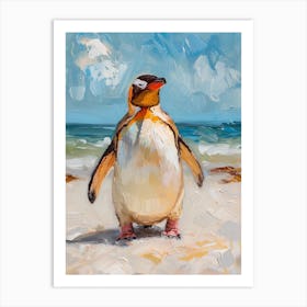 Adlie Penguin Fernandina Island Oil Painting 2 Art Print