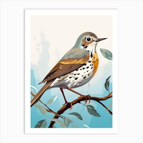 Colourful Geometric Bird Hermit Thrush 3 Art Print