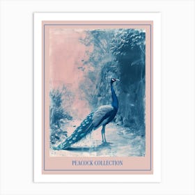 Peacock In The Wild Blue Cyanotype 3 Poster Art Print