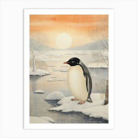 Winter Bird Painting Penguin 2 Art Print