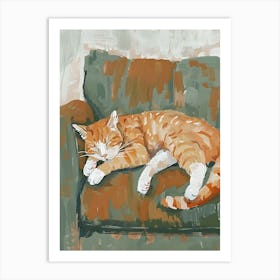 Cat Sleeping On The Couch 2 Art Print