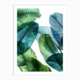 Blue And Green Leaves 1 Art Print