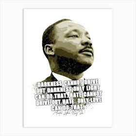 Martin Luther King Jr Quotes in Vintage Illustration Art Print