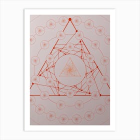 Geometric Abstract Glyph Circle Array in Tomato Red n.0216 Art Print