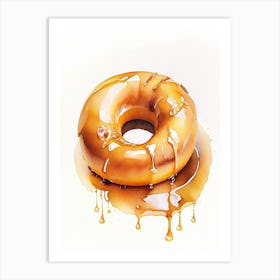 Caramel Glazed Donut Cute Neon 1 Art Print