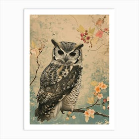 Collared Scops Owl Japanese Painting 3 Art Print