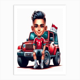 Kid With Jeep Art Print