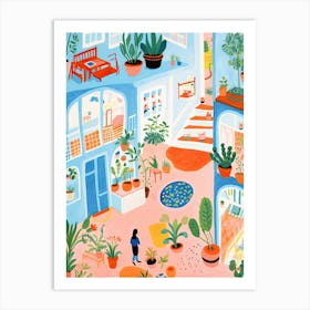 Summer Town Illustration 1 Art Print