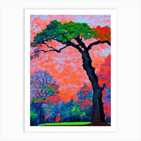 Southern Red Oak Tree Cubist Art Print